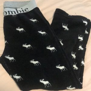 Abercrombie kids fleece pj pajama bottoms moose logo A&F